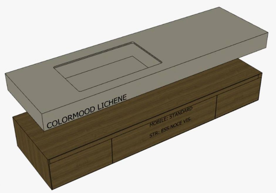 Модульный комплект мебели с раковиной Antonio Lupi Panta Rei COLORMOOD LICHENE ФОТО