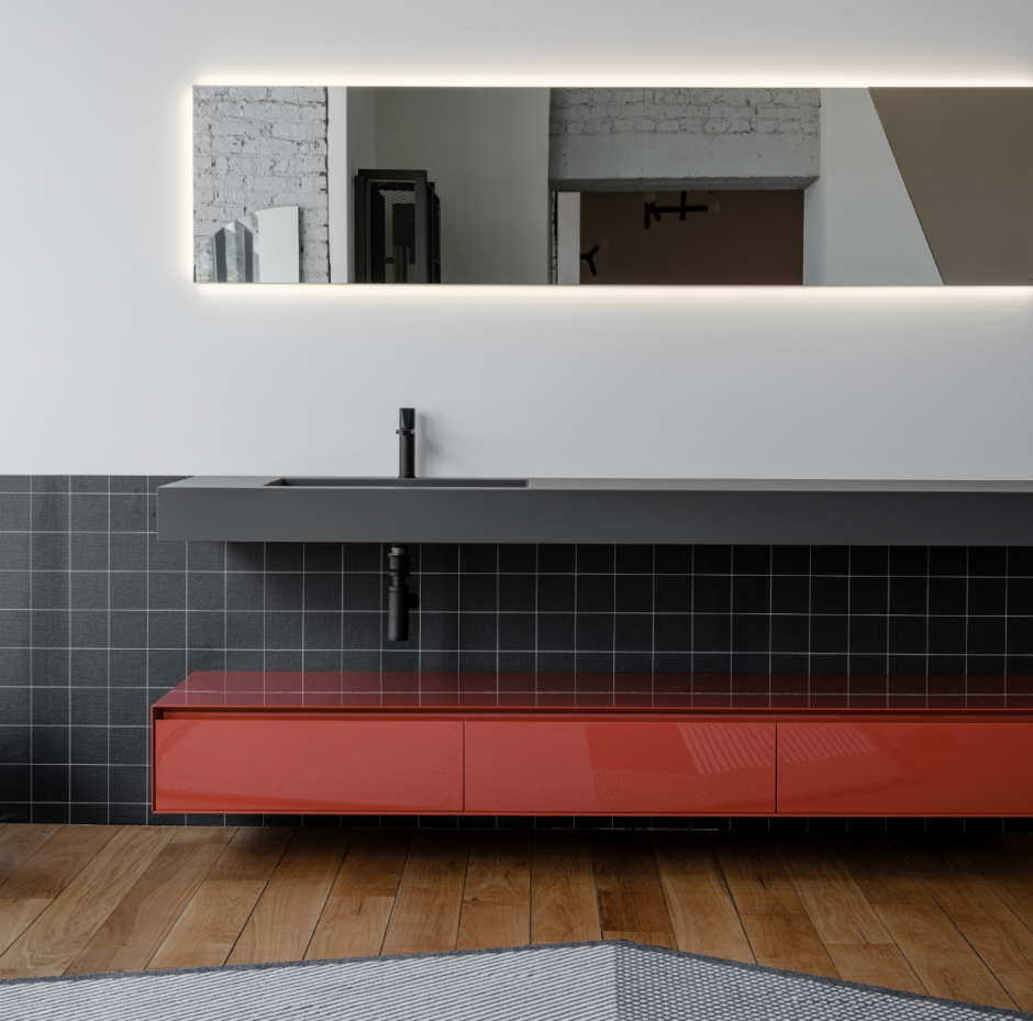 Модульный комплект мебели с раковиной в ванную Antonio Lupi Panta Rei