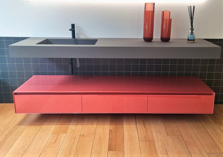 Модульный комплект мебели с раковиной в ванную Antonio Lupi Panta Rei ФОТО