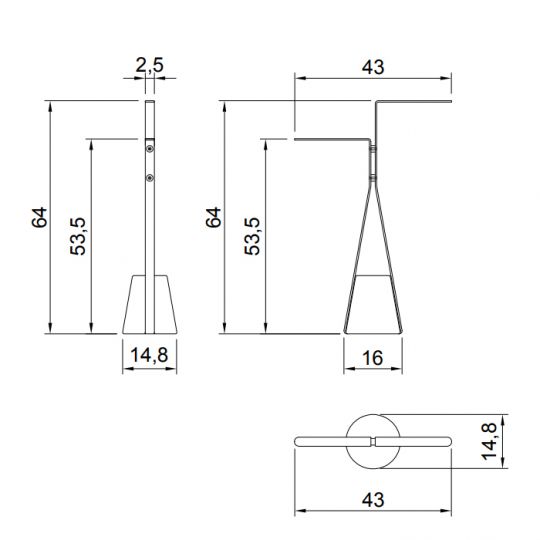 Высокий полотенцедержатель Antonio Lupi Halo HALO3A напольный схема 2