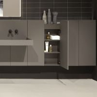 Шкаф подвесной Antonio Lupi ALBO5372W с LED подсветкой, 2 дверки, с топом, GRIGIO SMOG LUCIDO схема 1