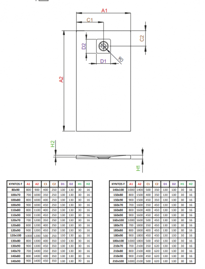 Низкий душевой поддон Radaway Kyntos HKF в цвете цемент схема 3 Низкий душевой поддон Radaway Kyntos HKF в цвете цемент схема 3