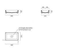 Раковина накладная прямоугольная GSI KUBE X 945308 370 мм х 600 мм, без перелива, цвет Creta Matte схема 3