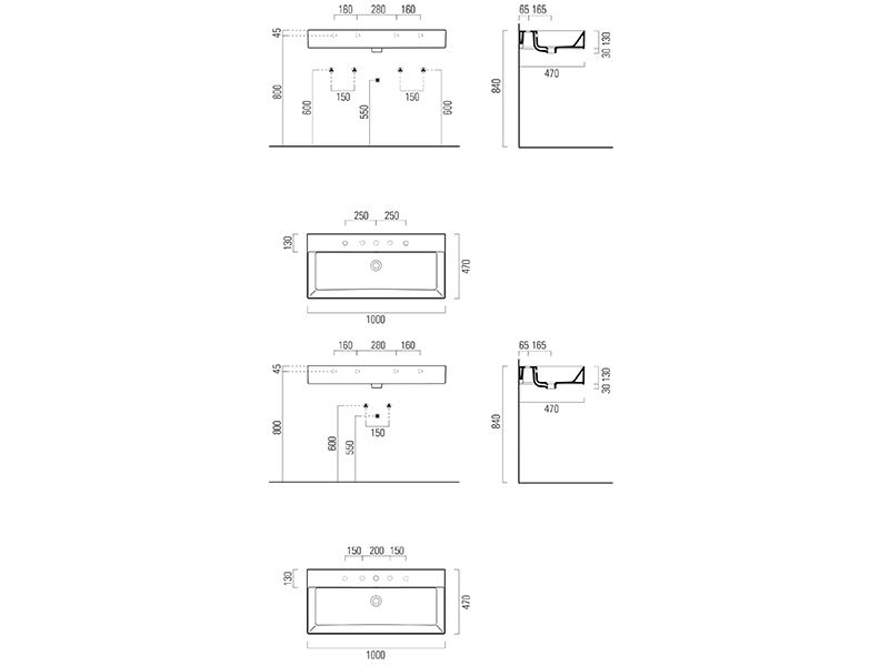 Накладная либо подвесная раковина черного цвета GSI KUBE X 9423011 100х47 ФОТО