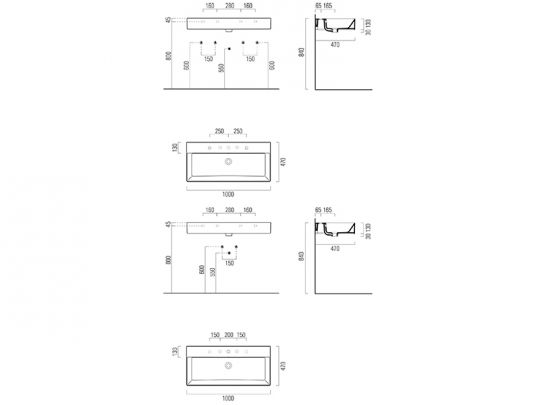 Накладная либо подвесная раковина черного цвета GSI KUBE X 9423011 100х47 ФОТО