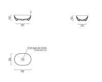 Раковина-чаша накладная овальная GSI PURA 886005 350 мм х 500 мм, цвет Tortora Matte схема 3