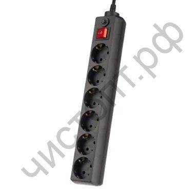Удлинитель Perfeo "POWER+" cетевой фильтр, 1,8м, 6 розетки, чёрный (PF-PP-6/1,8-B) картон