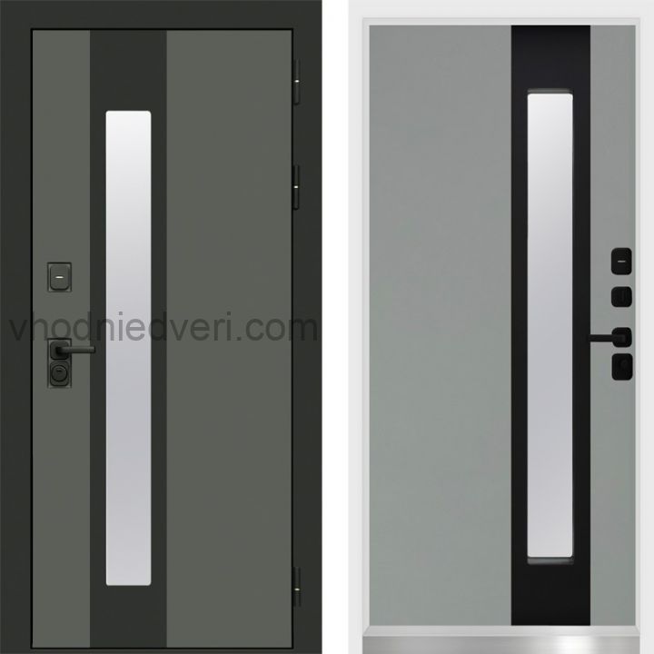 Входная дверь Termo-door Арктика Графит - Серая с терморазрывом и стеклопакетом, белый короб
