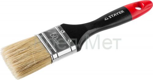 STAYER Universal, 50 мм, 2″, светлая, натуральная щетина, деревянная ручка, все виды ЛКМ, плоская кисть, Professional (0104-050)