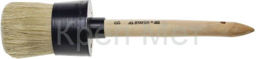 STAYER UNIVERSAL, 60 мм, пластмассовый корпус, светлая натуральная щетина, деревянная ручка, все виды ЛКМ, круглая кисть (0141-60)