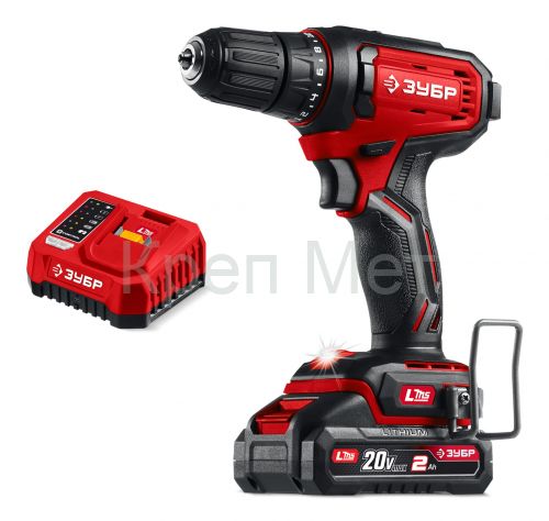 ЗУБР 20 В, 40 Н·м, 1 АКБ LMS (2 А·ч), дрель-шуруповерт (ДШ-40-21)