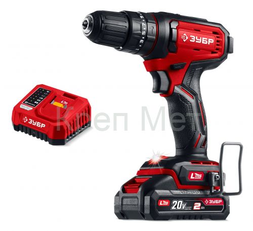 ЗУБР 20 В, 40 Н·м, 1 АКБ LMS (2 А·ч), ударная дрель-шуруповерт (ДШУ-40-21)