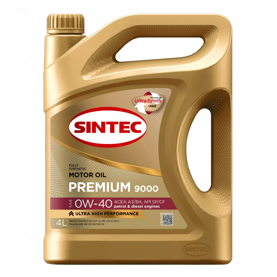 Sintec Premium 9000 0W-40 A3/B4 SP/CF, 4л