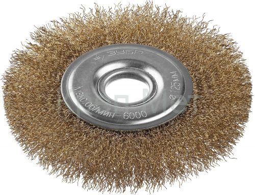 ЗУБР 125 мм, витая стальная латунированная проволока 0.3 мм, щетка дисковая для УШМ, Профессионал (35187-125)