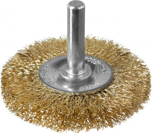 ЗУБР 50 мм, витая стальная латунированная проволока 0.3 мм, щетка дисковая для дрели, Профессионал (3520-050)