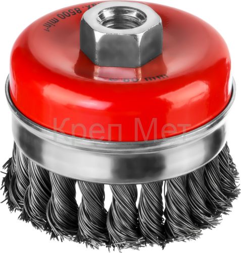 MIRAX 80 мм, жгутированная стальная проволока 0.5 мм, чашечная щетка-крацовка для УШМ (35144-080)