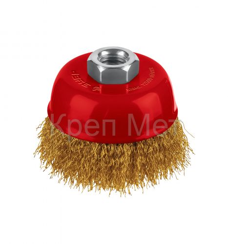 ЗУБР 75хМ14 щетка чашечная для УШМ, витая стальная латунированная проволока 0.3 мм, посад. М14 (35173-075)