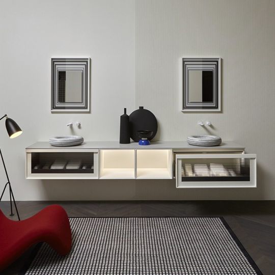 Модульный комплект подвесной Antonio Lupi Bemade с тумбами и базой под раковину схема 8