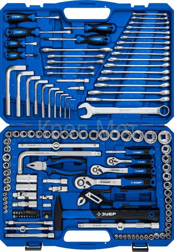 ЗУБР Универсал-142, 142 предм., (1/2″+ 3/8″+ 1/4″), универсальный набор инструмента, Профессионал (27670-H142)