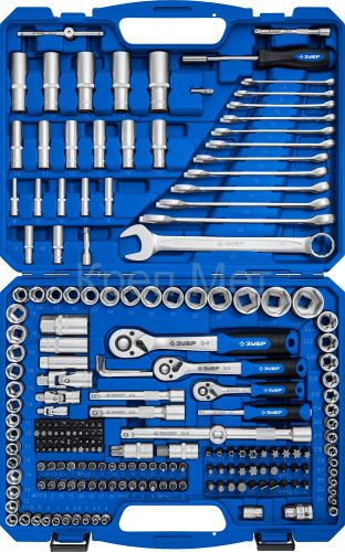 ЗУБР А-216, 216 предм., (1/2″+ 3/8″+ 1/4″), универсальный набор инструмента, Профессионал (27674-H216)