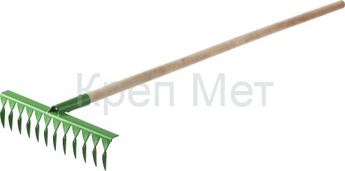 РОСТОК 430 x 100 x 1500 мм, 14 витых зубьев, рабочая поверхность из стали, покрытие краска, черенок деревянный высш. сорт, грабли (421900-14)