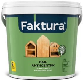 Лак Антисептик Faktura 2.7л Сосна на Водной Основе с Ионами Серебра и Воском для Наружных и Внутренних Работ / Фактура.