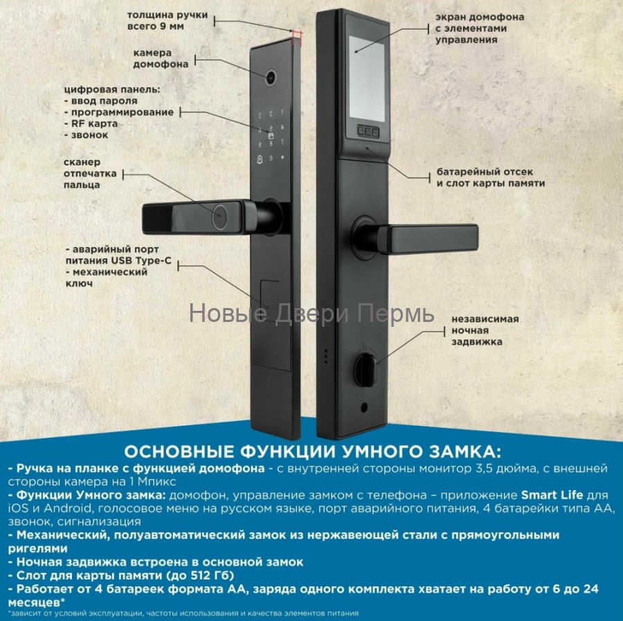 Дверь входная с Умным замком  металлическая Е-Тайга 10 см 2МДФ