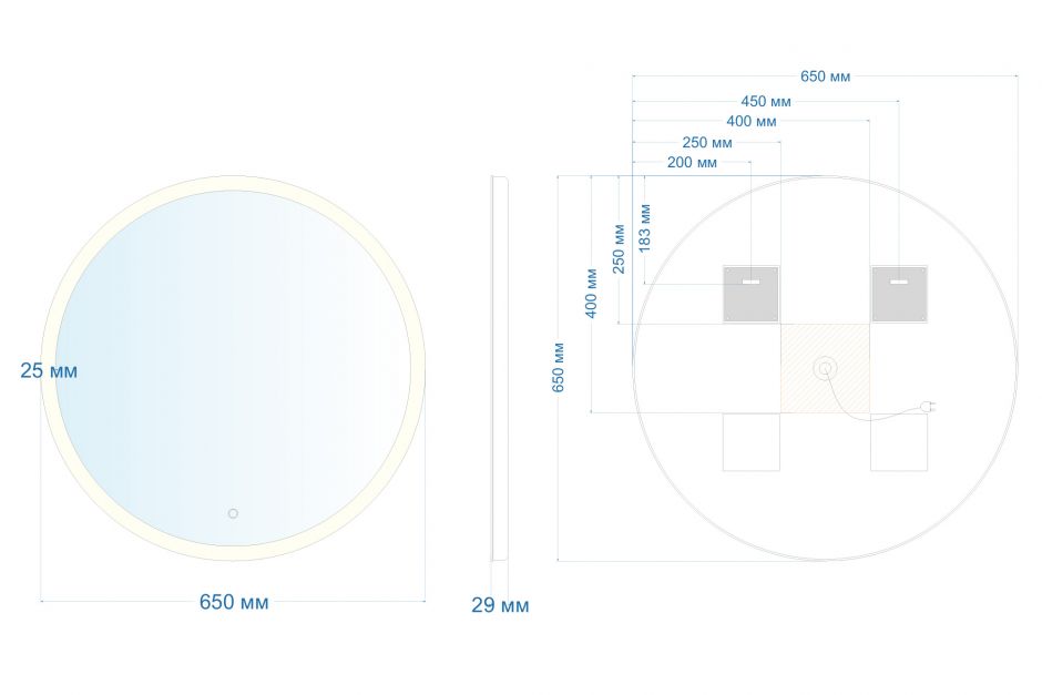 Зеркало ABBER Mond AG6202S-0.65 с подсветкой, сенсорный выключатель, диммер ФОТО