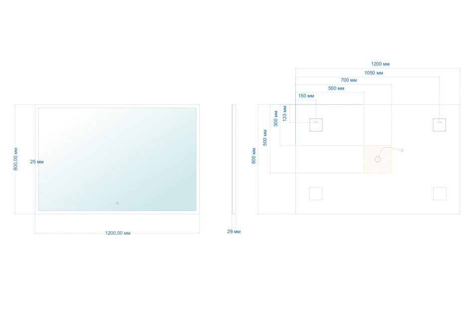 Зеркало ABBER See AG6107SXL-1.2 с подсветкой, сенсорный выключатель, диммер ФОТО