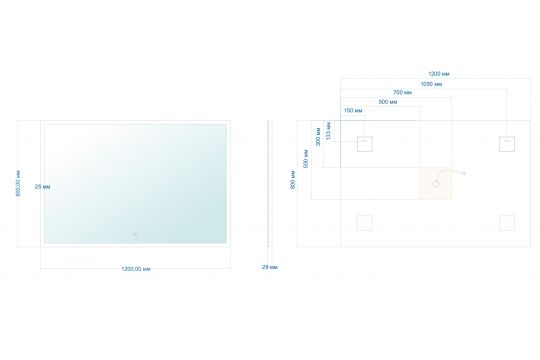 Зеркало ABBER See AG6107SXL-1.2 с подсветкой, сенсорный выключатель, диммер схема 3