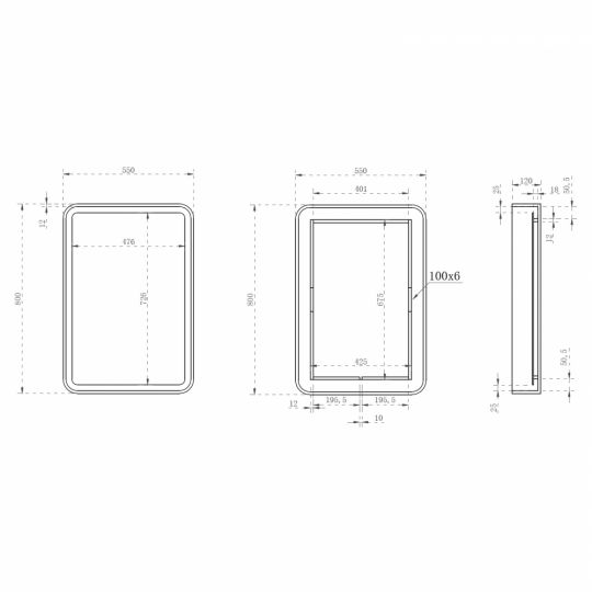 Зеркало для ванной ABBER Kristall AT6701Opal с подсветкой схема 2