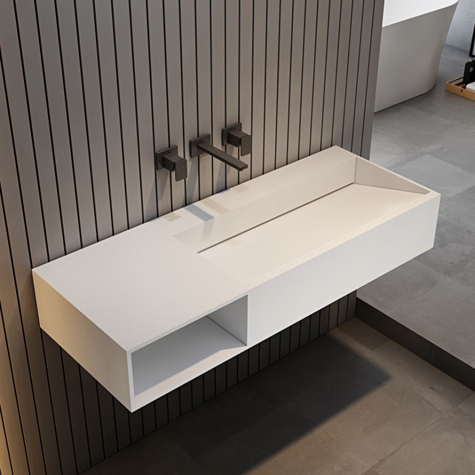 Изображение Тумба с раковиной ABBER Stein AS2640-1.2 L подвесная, белая матовая