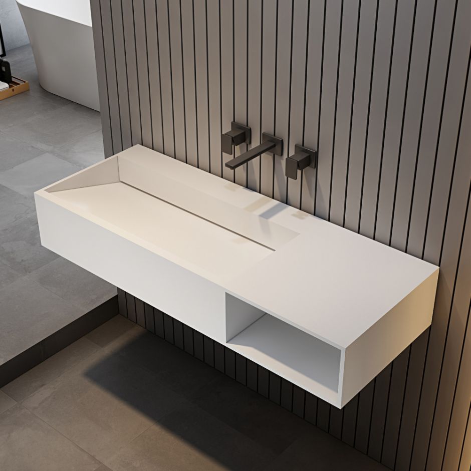 Изображение Тумба с раковиной ABBER Stein AS2640-1.2 R подвесная, белая матовая