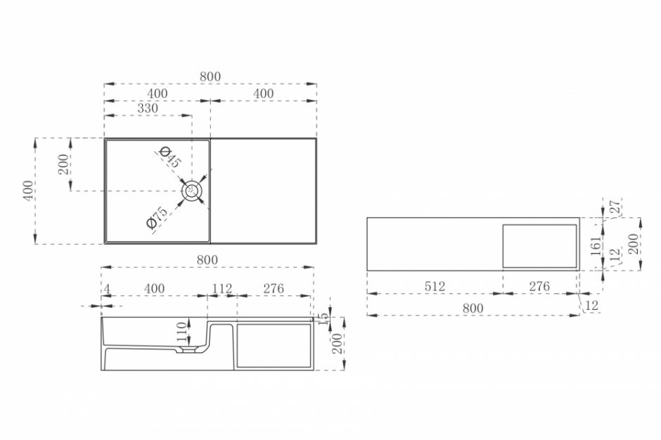 Тумба с раковиной ABBER Stein AS2649-0.8 подвесная, белая матовая ФОТО
