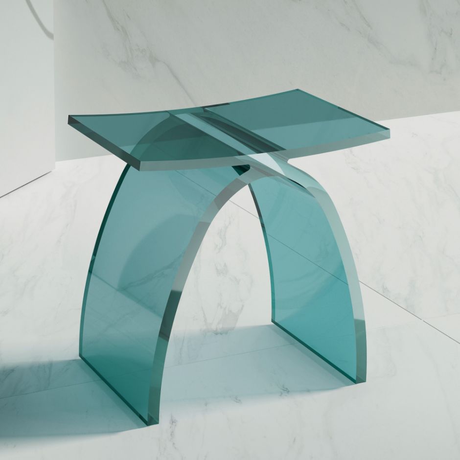 Изображение Стульчик для ванной прозрачный ABBER Kristall AT1739Aquamarin бирюзовый