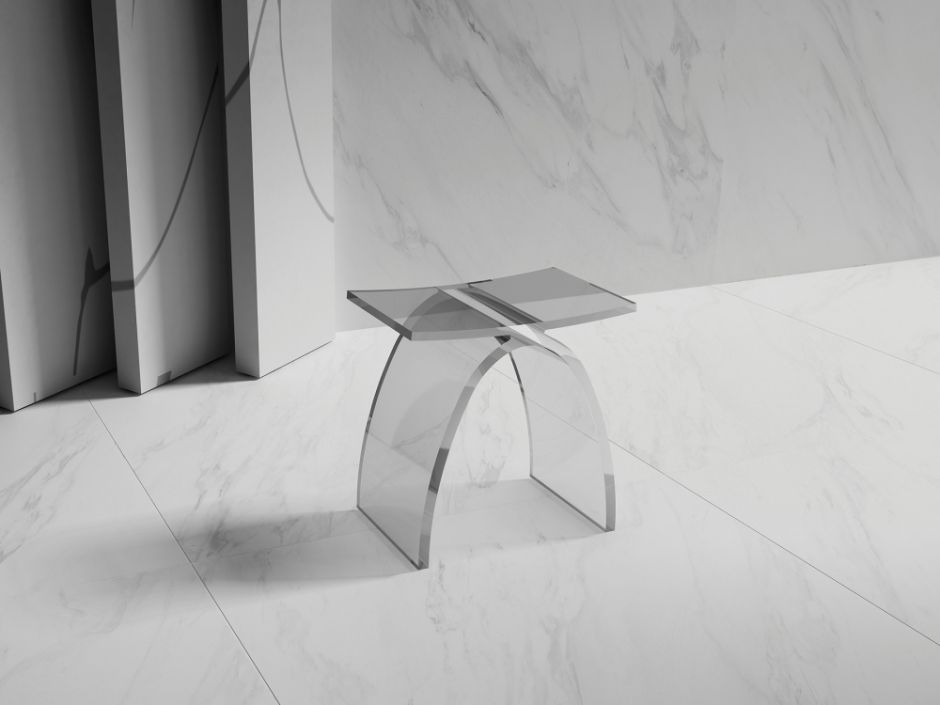 Стульчик для ванной прозрачный ABBER Kristall AT1739Perle ФОТО