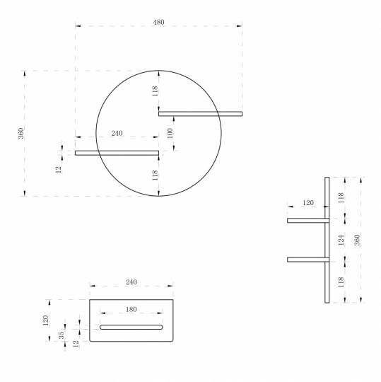 Полочка для ванной комнаты ABBER Stein AS1656 белая матовая схема 2