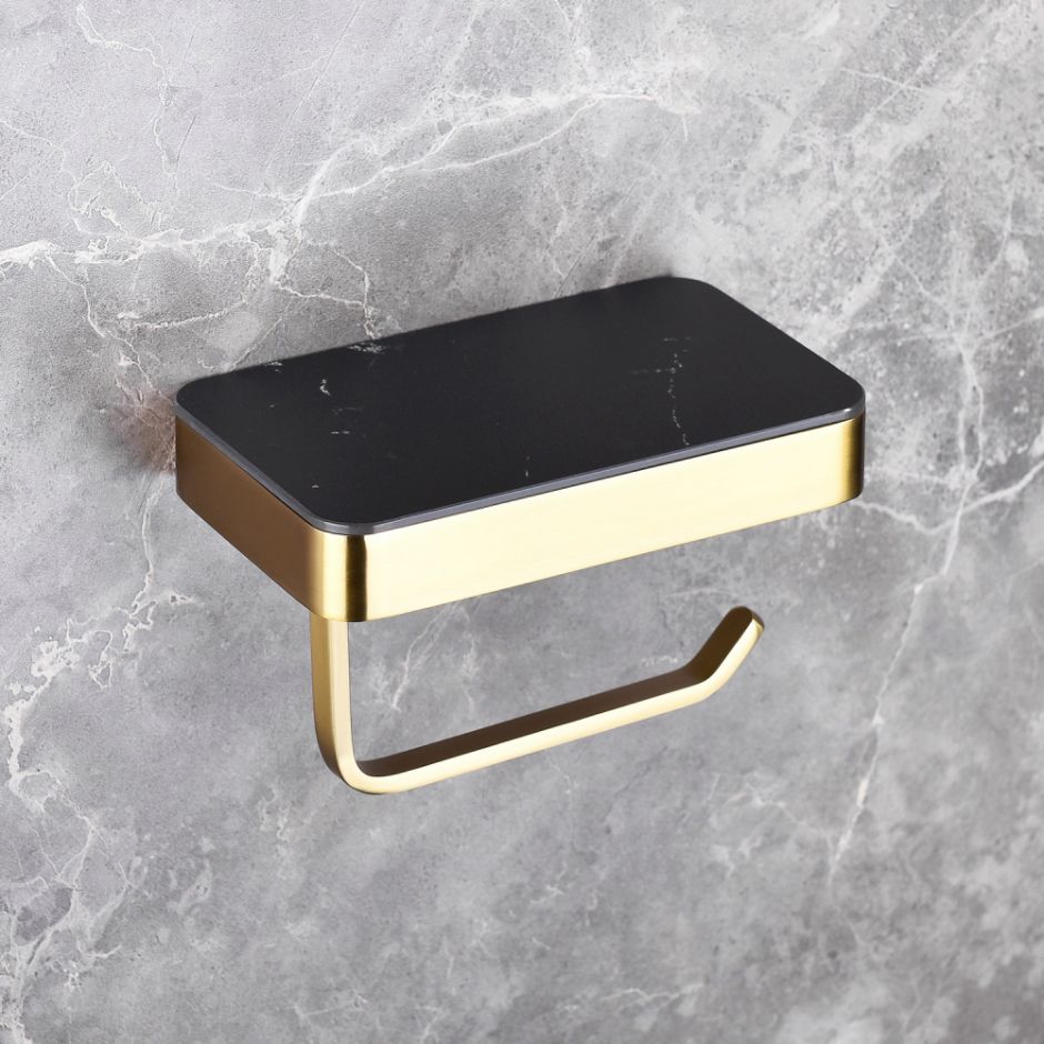 Бумагодержатель с полкой для телефона ABBER Westen AA1730G золото ФОТО