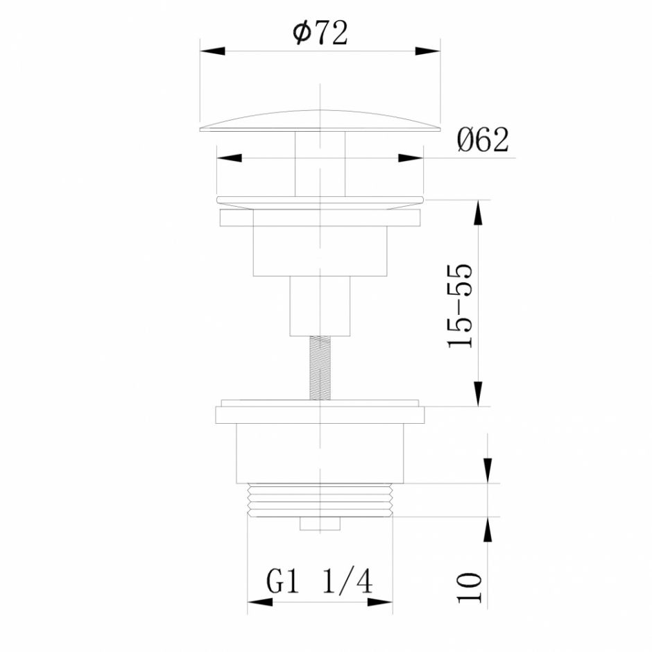 Донный клапан ABBER AF0012B без перелива, фиксированный, черный матовый ФОТО