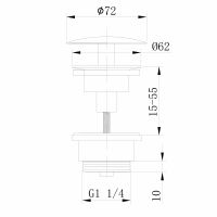 Донный клапан ABBER AF0012W без перелива, фиксированный, белый схема 2