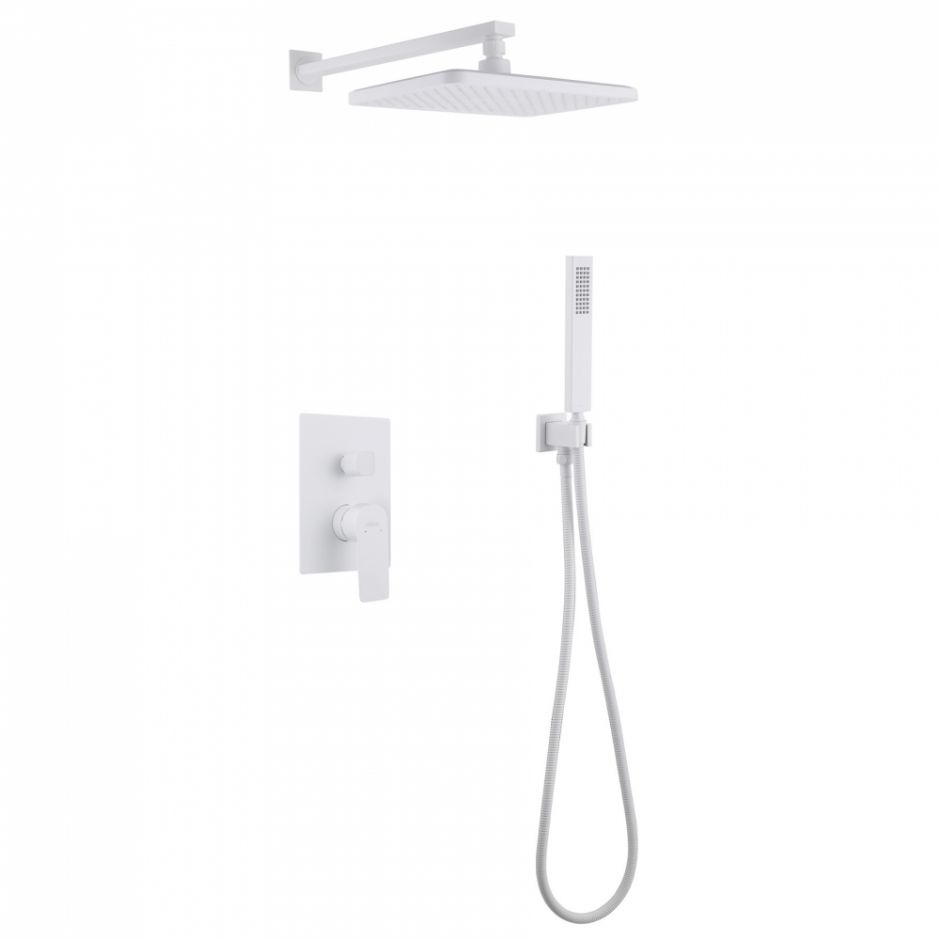 Изображение Душевая система ABBER Weiss Insel AF8018FW скрытого монтажа без излива, белый матовый