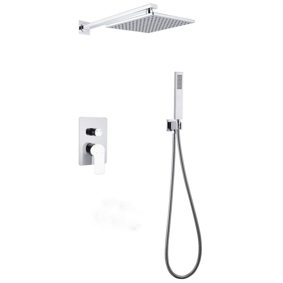 Изображение Душевая система ABBER Weiss Insel AF8018W скрытого монтажа без излива, белый-хром