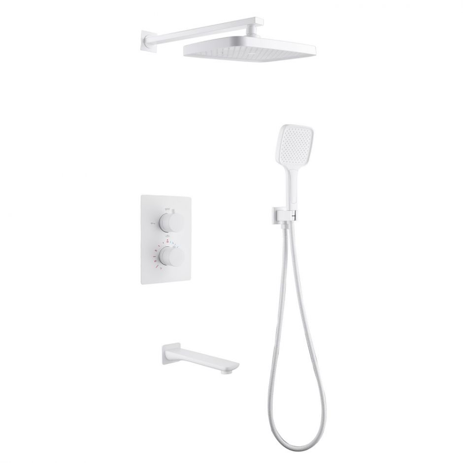 Изображение Душевая система ABBER Weiss Insel AF8050W скрытого монтажа с изливом, термостат, белый