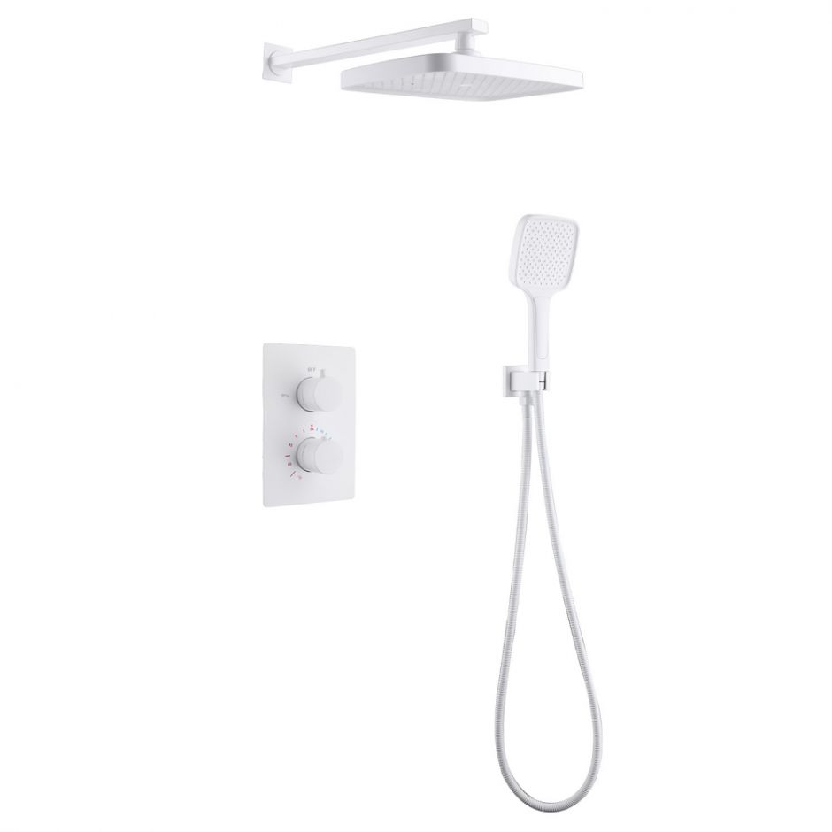 Изображение Душевая система ABBER Weiss Insel AF8051W скрытого монтажа без излива, термостат, белый