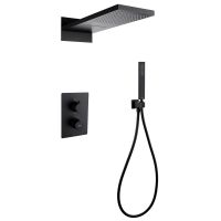 Душевая система ABBER Weiss Insel AF8052B скрытого монтажа без излива, термостат, черная матовая схема 1