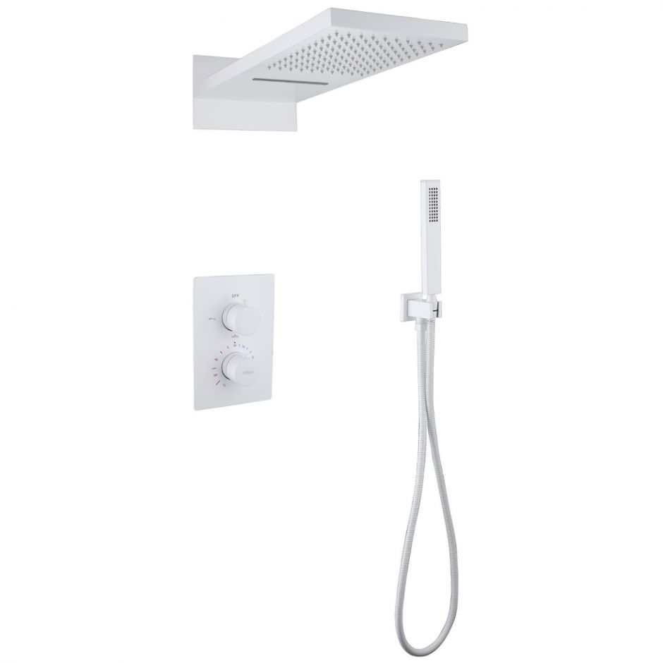 Изображение Душевая система ABBER Weiss Insel AF8052W скрытого монтажа без излива, термостат, белый