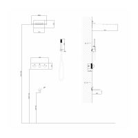 Душевая система ABBER Wasser Kreis AF8150G скрытого монтажа с изливом, термостат, золото матовое схема 2