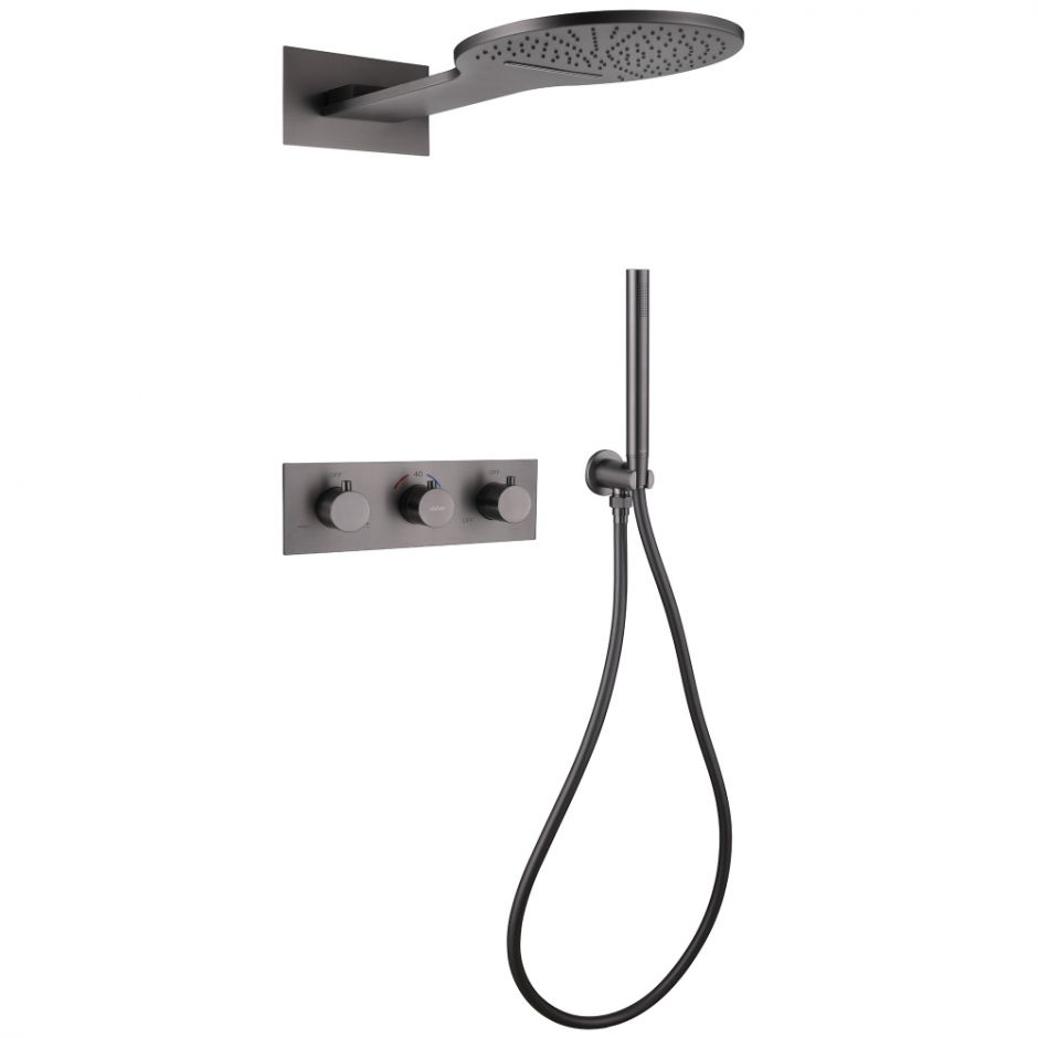 Изображение Душевая система ABBER Wasser Kreis AF8151NG скрытого монтажа без излива, термостат, никель