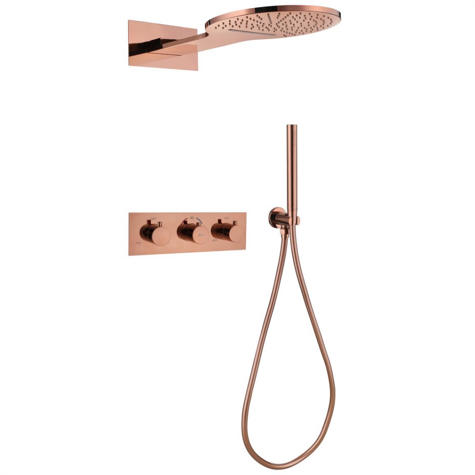 Изображение Душевая система ABBER Wasser Kreis AF8151RG скрытого монтажа без излива, термостат, розовое золото