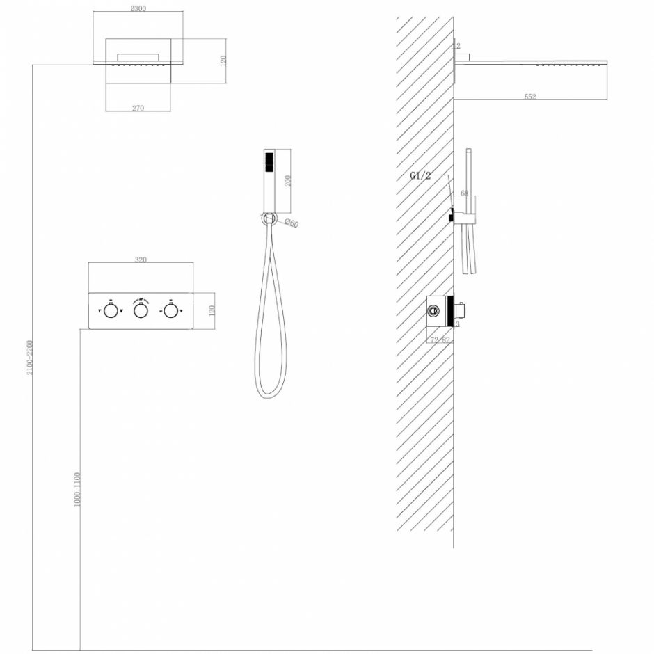 Душевая система ABBER Wasser Kreis AF8151RG скрытого монтажа без излива, термостат, розовое золото ФОТО